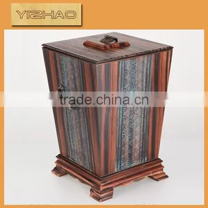 Painting Indoor Decorative Wooden Trash Can,Wooden Garbage Can thumbnail-6