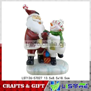 Resin Christmas Santa Clause Wiht Snowman thumbnail-1