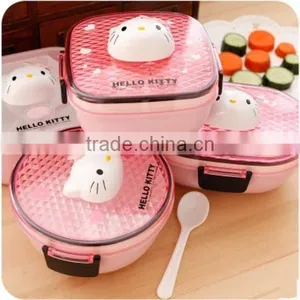 Cute Cartoon Microwaveable Double Layer Plastic Bento Lunch Box Spoon,hot New Product for 2015,CUSTOM Plastic Lunch Box Supplier thumbnail-5