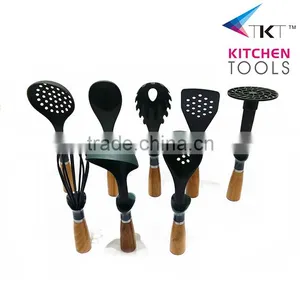 Solid Wood Handle Nylon Kitchen Utensils,Wood Handle Nylon Kitchen Set,nylon Kitchen Tool Set,nylon Kitchen Utensils thumbnail-1