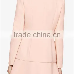 Fashion Women Clothing OEM Front Zipper Bare Pink Flounce Jacket Dress thumbnail-2