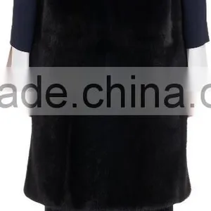 Women Black Round Neck Mink Fur Bottom Vests Customized thumbnail-4