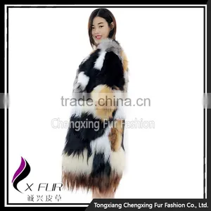 CX-G-A-262 Patchwork Fashion Design Women Real Fur Jacket for Winter thumbnail-5