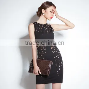 Maxnegio Guangzhou Clothing Manufacturer Vfemage With Gold Eyelet Ladies Casual Dress thumbnail-5