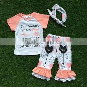 Free Shipping for the Summer Darling Girl Clothes Tight Pants "my Lovely, She is Wild" Arrow Boutique Clothes Children Matching thumbnail-3