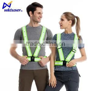 LED Glowing in the Dark Waist Belt Safety Reflective Vest With Buckle thumbnail-1