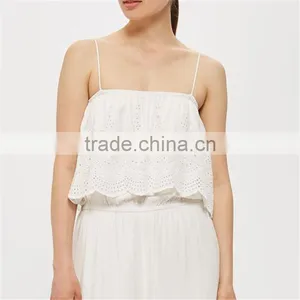 2017 Newest Fashion Embroidered Sling Ladies Jumpsuit With Ruffles thumbnail-2
