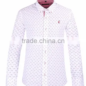 2017 Latest Men's Long Sleeve Button-down Collar Slim Fit Shirt With Contrast Collar and Cuff thumbnail-2