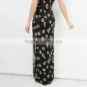 Two Pieces One Set Print Maxi Long Chiffon Dress thumbnail-3