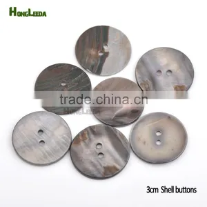 30mm 1.2inch Big Natural Shell Buttons 2-hole Grey Mother of Pearl Buttons Decoration SHELL-003 thumbnail-1