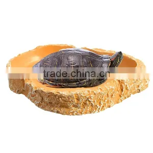 Hot Sale Yellow Color Food Grade ABS Plastic Reptile Tortoise Water Dish Food Bowl Toy For Amphibians Gecko Snakes Lizard Spider thumbnail-2
