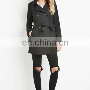 Fashion High Quality Long Sleeves Double Breasted Women Trench Coat Wholesale thumbnail-5