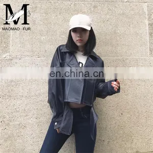 Ladies Latest Fashion Girl Casual Leather Jacket Real Women Leather Jackets thumbnail-1