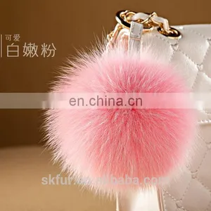 Factory Wholesale High Quality Fox Fur Pom Pom Keychain/fox Fur Pompon Keychain thumbnail-5