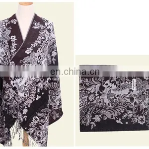 Wholesale Jacquard Vintage Pattern Bright Colored Shawl& Wrap thumbnail-6