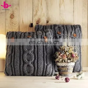 Wholesale Plain Dyed Eco-Friendly 100% Cotton/Acrylic Decorative Chunky Knit Throw Pillow/Cushion Cover thumbnail-5