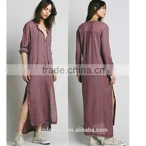 Fashion High Low Cotton Maxi Dress Design for Muslim Woman Frock Dress thumbnail-1