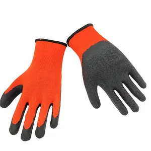 Winter Warm Keeping 7G Acrylic Loop Napping Liner Latex Crinkle Coated Thermal Work Gloves for Industrial and Construction thumbnail-1