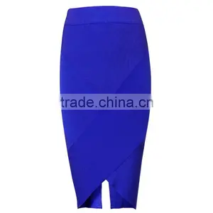 Summer Dress 2015 New Fashion Sey Women Blue Pink Midi Evening Party V Bottom Split Bandage Skirts Bandage Bodycon Women Wearing thumbnail-1