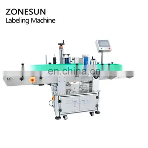 ZONESUN ZS-TB822 Automatic Round Bottle Labeling Machine Label Applicator Food Can Vertical Roll Bottle Sticker Labeling Machine thumbnail-4