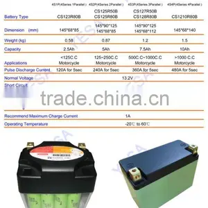 12V 4.6AH Motorcycle LiFePo4 Battery Pack A123 Cells 4S2P 26650 14.6v 13.2v 12v Motorcycle Battery Quality Choice thumbnail-5
