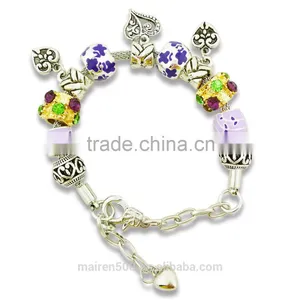 MNP147 Fashion Beautiful European Silver Plated Charms Beads Bracelets thumbnail-1