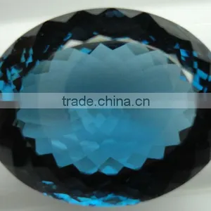 London Blue Topaz Oval Cut Gems Calibrated Rose Cut Fine Cabochon thumbnail-1