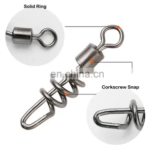JOHNCOO Stainless Steel Fishing Corkscrew Swivel Snap Fishing Swivel With Screwed Snap Swirl Clip Corkscrew Link thumbnail-2
