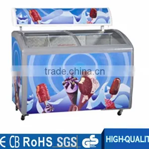 Curved Glass Door Showcase Chest Freezer for Ice Cream thumbnail-1