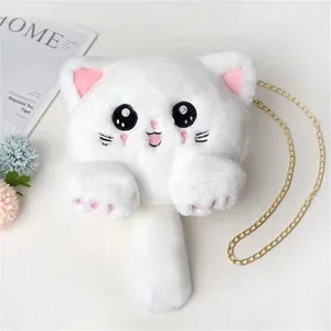 019 2023 New Cute Cat Plush Bag Autumn and Winter New Design Women's Messenger Bag Cartoon Girls Chain Bag Wholesale thumbnail-3
