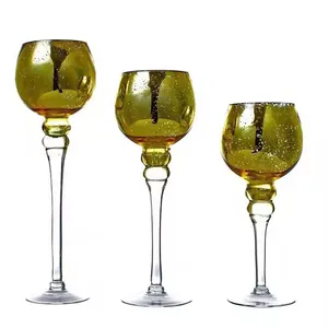 Long Tall Stem Glass Candle Holders for Home Event Wedding Decoration Votive Tealight Holder Crystal Glass Candle Cup thumbnail-1
