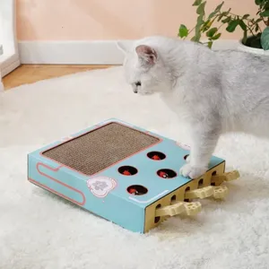 Mouse Popping Out of Paper Box Relieve Boredom Cat Toy Five Hole Whack-a-mole Cat Scratcher Interactive Cat Scrtacher Board thumbnail-1