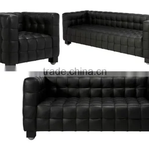 Replica High Quality Comfortable Relaxing European Style Italian Genuine Leather Black Josef Hofmann 1/2/3 Seater Kubus Sofa thumbnail-2