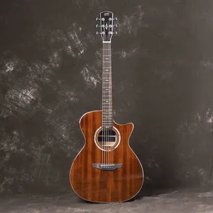 Otis 41inch Mahogany Solid Top Acoustic Guitar Manufacturer Cutaway Single Board Guitar Factory FG-26N thumbnail-4