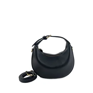 Fashionable Leather Shoulder Bag Women's Handbag Simple New Style Crossbody Bag 2025 Design Half-Moon Bag Soft Zipper Closure thumbnail-1