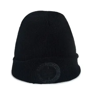 Cuffed Knit Beanies Custom Embroidered Patch Logo Winter Street Casual Hats thumbnail-3