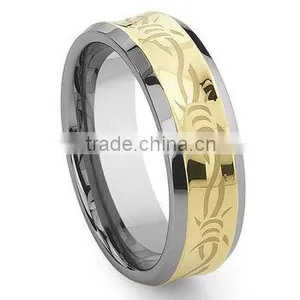 2016 Hot Sale New Products, Concave Gold Barb Wire Tungsten Carbide Wedding Band Ring thumbnail-1