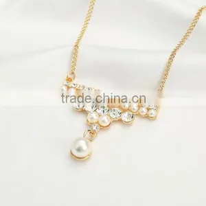 2016 Fashion Long Chain Necklace Designs Pearl Pendant Necklace thumbnail-2