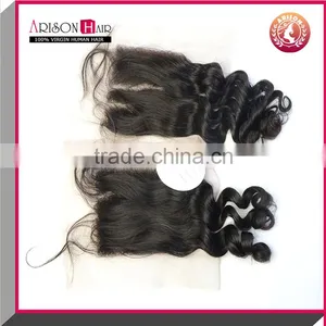 Wholesale 7A Grade Cheap Human Hair Lace Closure Bleached Knots Free Parting Brazilian Hair Closure Piece thumbnail-4
