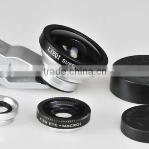 3 In1 Fish Eye + 0.4 x Wide Angle Marco Clip Camera Lens for Mobile Phone thumbnail-1