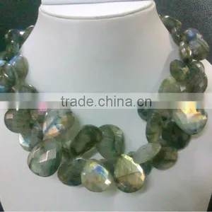 Labradorite Faceted Stone Statement Necklace thumbnail-1