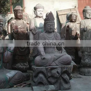 Chinese Antique Wooden Big Sitting Buddha thumbnail-1