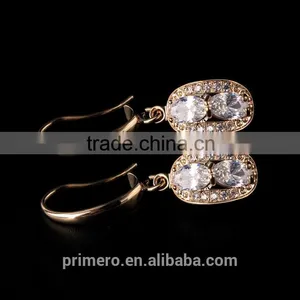 New Arrival Drop Earrings Cubic Zircon 18K Gold Plated Butterfly/Round/Clover Jewelry thumbnail-6
