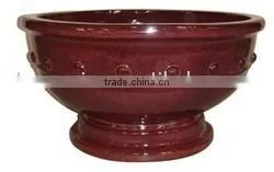 Ceramic Low Garden Pot With Dot Design thumbnail-1