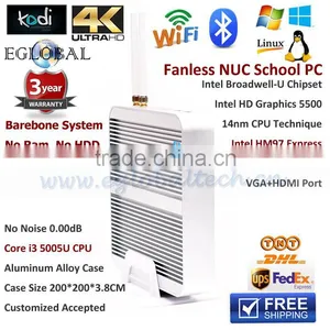 Dual OS Windows8.1/OpenELEC XBMC Fanless Mini PC 5th Core i3 5005U 16G 1600MHz RAM Barebone HD 4K Nettop HTPC Mini Nuc Computer thumbnail-1