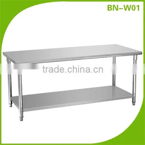 Restaurant Kitchen Equipment Stainless Steel Work Tables/2 Tiers Stainless Steel Work Bench BN-W01 thumbnail-1
