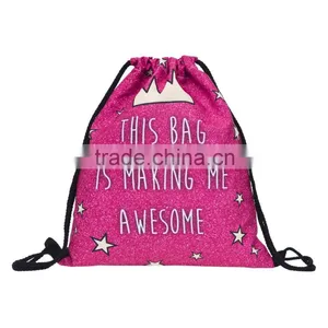 Brand New 3D Printed Promotional Polyester Red Drawstring Bag thumbnail-1