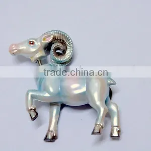 4 Inch Pearl Powder Ram Sheep Plastic Personalized Educational Country Fridge Magnets thumbnail-3