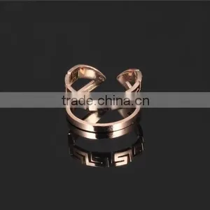 High Quality Jewellery Rose Gold Plated Stainless Steel Cuff Double Ring thumbnail-3