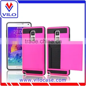 Customize Design Logo 2 in 1 Card Holder Tpu+pc Hard Back Case for Samsung Note 4 thumbnail-1